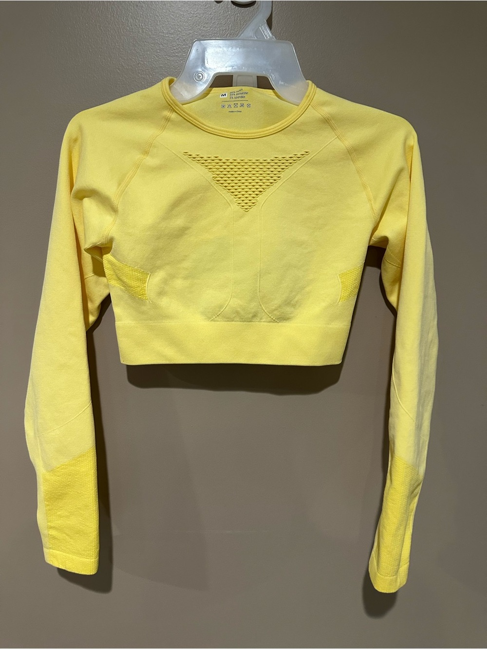 Yellow Long-Sleeve Cropped Athletic Top